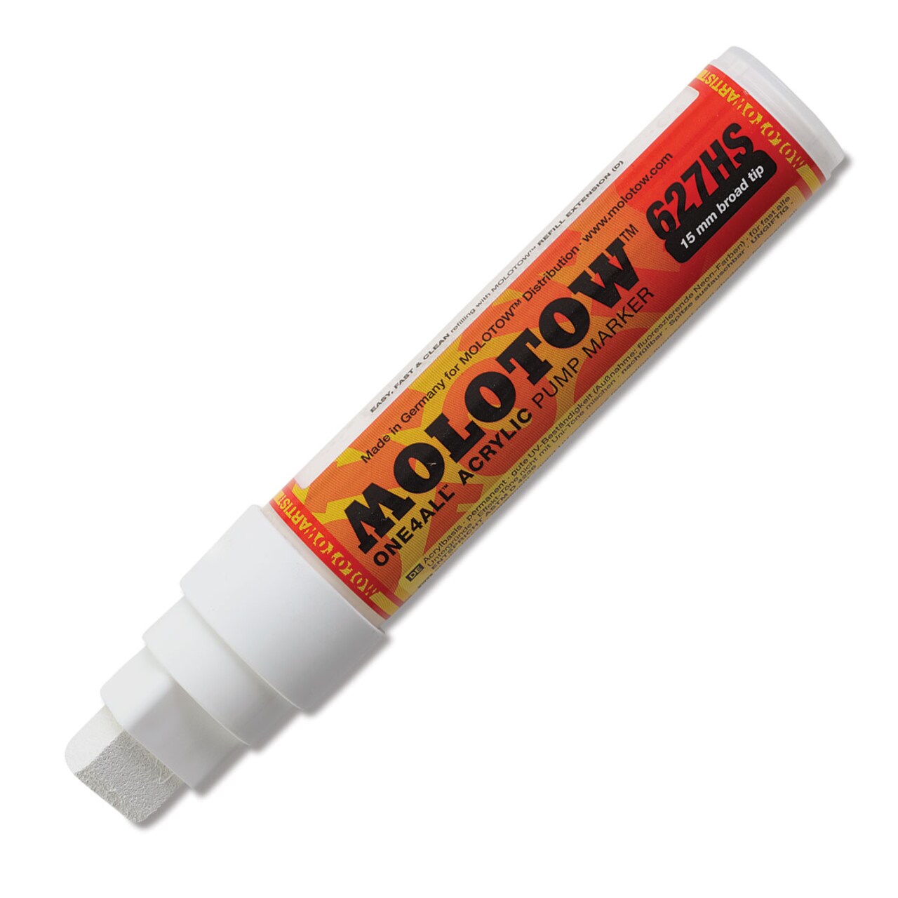 Molotow One4All Acrylic Marker - 15 mm Tip , Signal White, Square Tip
